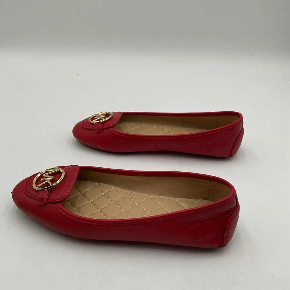 Michael Kors Lillie Moccasin Womens 6.5M Flats Red Slip On MK Logo